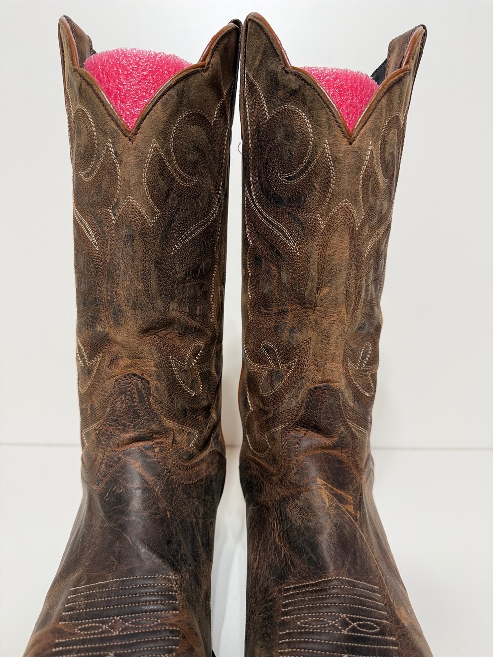 J.B Dillon Distressed Cowgirl Boots Size 10B Goat Leather - Picture 9 of 17